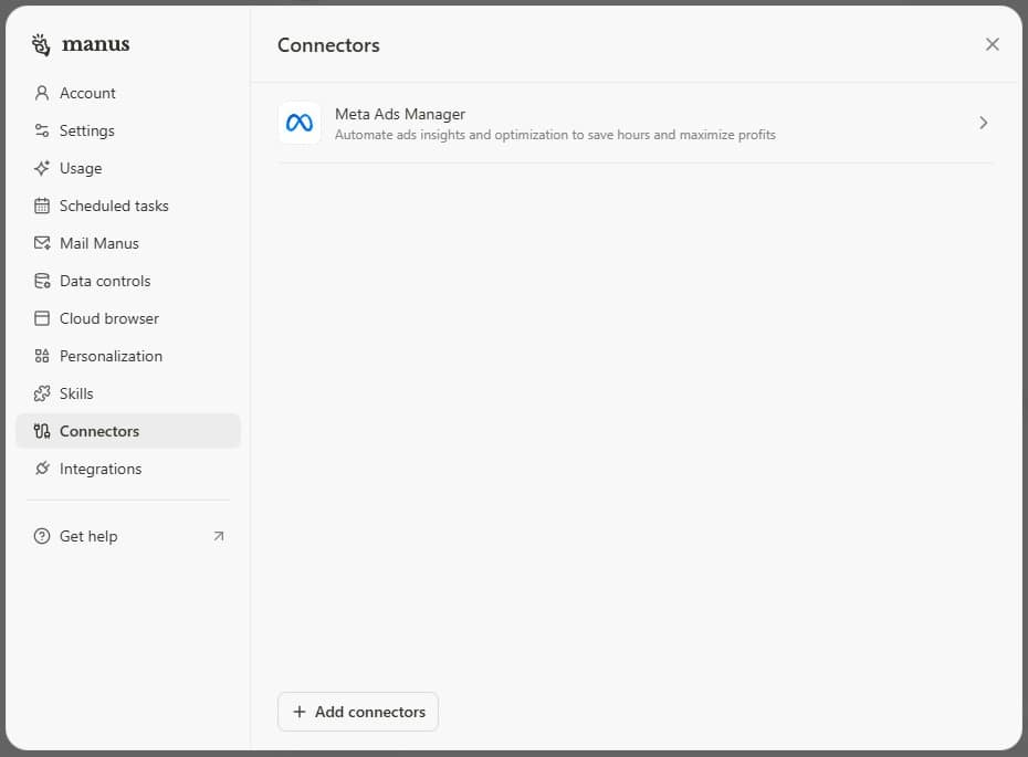 Manus AI beállítások
