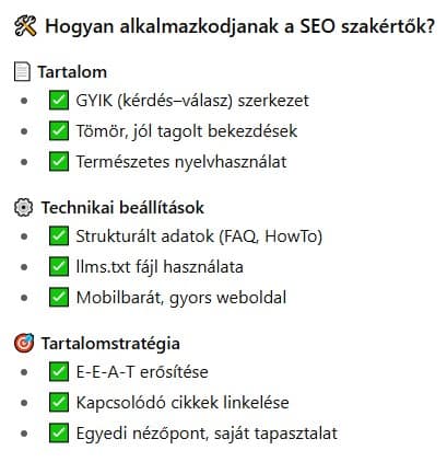 tippek SEO szakembereknek az AI kapcsán