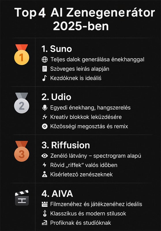 Top 4 AI zenegenerátor
